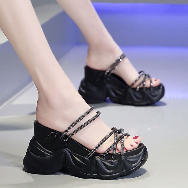 shoes woman 2020 slippers heels platform slipers women on a wedge high flat new summer soft fabric pu scandals wedges slides, Black
shoes woman 2020 slippers heels platform slipers women on a wedge high flat new summer soft fabric pu scandals wedges slides, Black