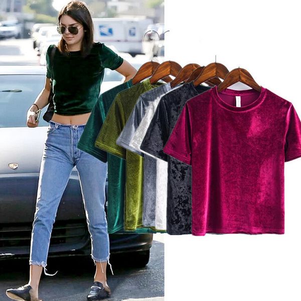 womens clothing women designer shirts good quality velvet back velour cropped short sleeve t shirt woman casual tee shirts, White
womens clothing women designer shirts good quality velvet back velour cropped short sleeve t shirt woman casual tee shirts, White