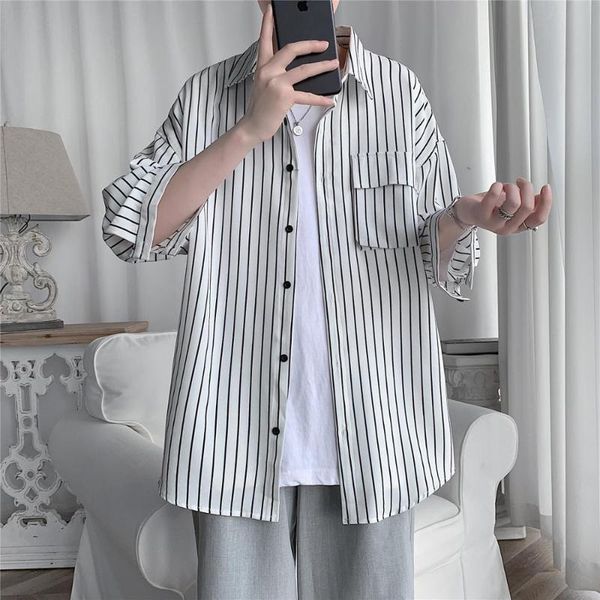 summer striped shirt men fashion 2020 half sleeve loose men casual shirts front pocket plus size blouse clothing black/white, White;black
summer striped shirt men fashion 2020 half sleeve loose men casual shirts front pocket plus size blouse clothing black/white, White;black