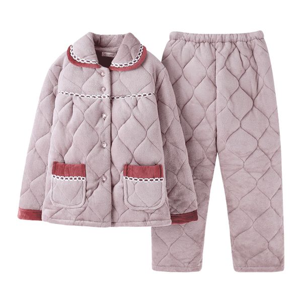 three-layer thick coral velvet quilted pajamas middle-aged women's flannel quilted sleepwear long sleeve warm pijamas mujer, Blue;gray
three-layer thick coral velvet quilted pajamas middle-aged women's flannel quilted sleepwear long sleeve warm pijamas mujer, Blue;gray