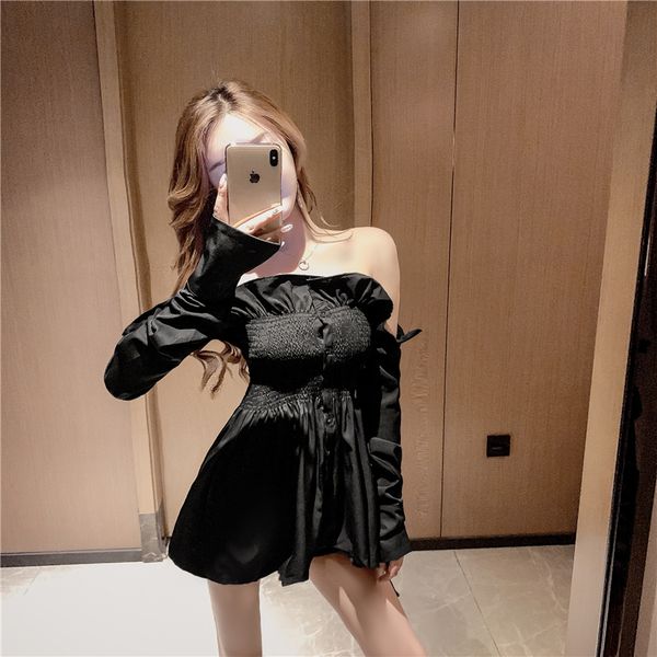 off-shoulder wrapped dress 2020 summer new wooden ear off-shoulder careful machine western style shirt skirt women, White;black
off-shoulder wrapped dress 2020 summer new wooden ear off-shoulder careful machine western style shirt skirt women, White;black