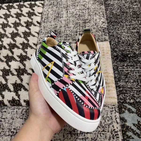 19s women's men's sneakers red bottom junior rantulow orlato men's flat stripe patent leather graffiti trainers dress party c, Black
19s women's men's sneakers red bottom junior rantulow orlato men's flat stripe patent leather graffiti trainers dress party c, Black