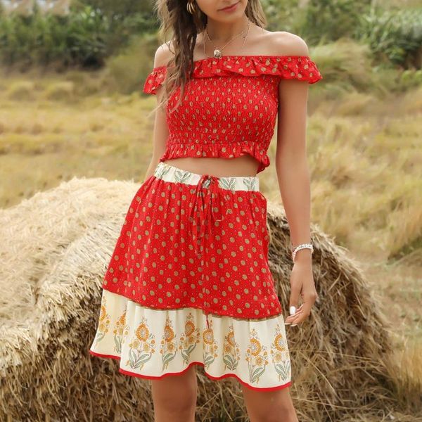 two piece dress fashion women floral dot printed ruffles off the shoulder tube short high waist ladies casual 2pcs clothes set#g3, White
two piece dress fashion women floral dot printed ruffles off the shoulder tube short high waist ladies casual 2pcs clothes set#g3, White