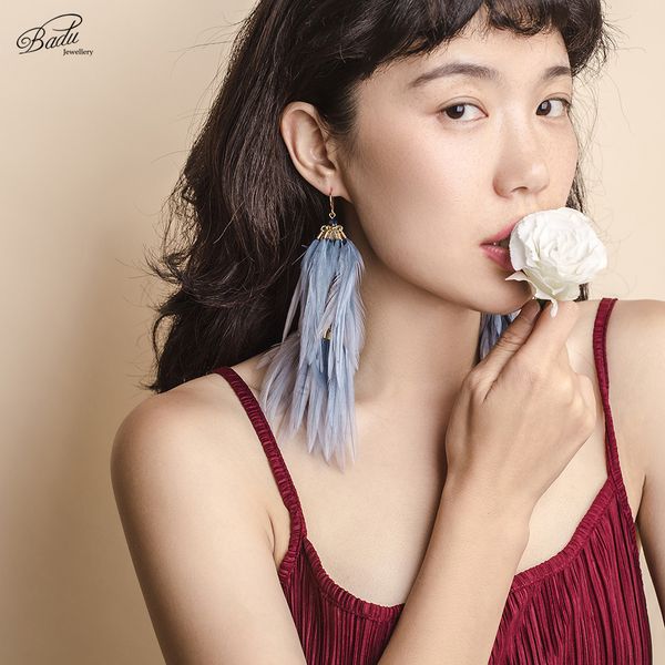badu statement long feather earrings for women 6 colors feather vintage drop earring party jewelry valentines' gift, Golden
badu statement long feather earrings for women 6 colors feather vintage drop earring party jewelry valentines' gift, Golden