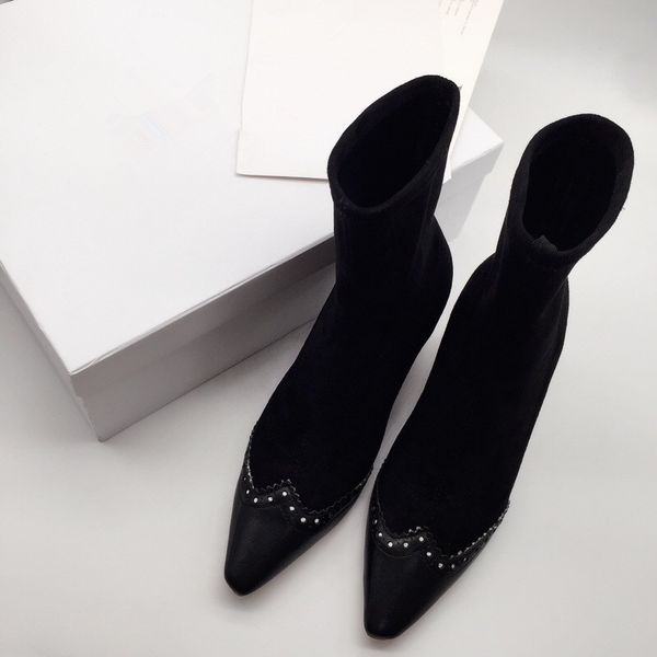 2019 fashion luxury designer women knitting boots pointed high heel brand womens thigh middle tube breathable elastic boots 7986, Black
2019 fashion luxury designer women knitting boots pointed high heel brand womens thigh middle tube breathable elastic boots 7986, Black