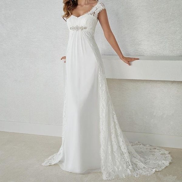 2019 High Quality Fashion Elegant White Dress V-neck Lace Patchwork Wedding Maxi Dress Bride Dress Country Weding Dresses Custom Made
2019 High Quality Fashion Elegant White Dress V-neck Lace Patchwork Wedding Maxi Dress Bride Dress Country Weding Dresses Custom Made