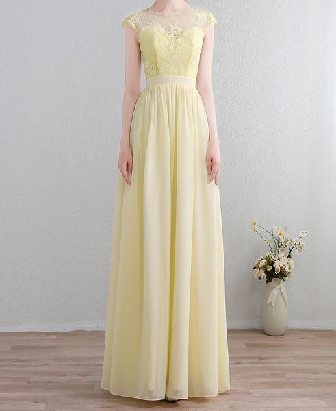 light yellow chiffon bridesmaid dresses with lace long crew sleeveless zipper back pleats chiffon long bridesmaid gowns cheap, White;pink
light yellow chiffon bridesmaid dresses with lace long crew sleeveless zipper back pleats chiffon long bridesmaid gowns cheap, White;pink