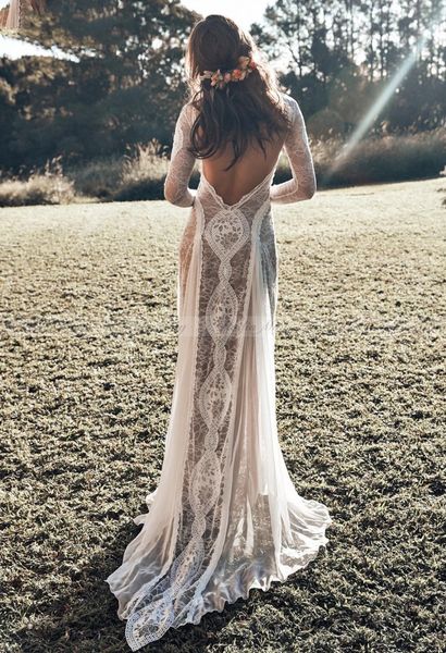 vintag gowns dresses lace backless boho beach wedding long sleeve nude lining country bohemian hippie gypsy bride, White
vintag gowns dresses lace backless boho beach wedding long sleeve nude lining country bohemian hippie gypsy bride, White