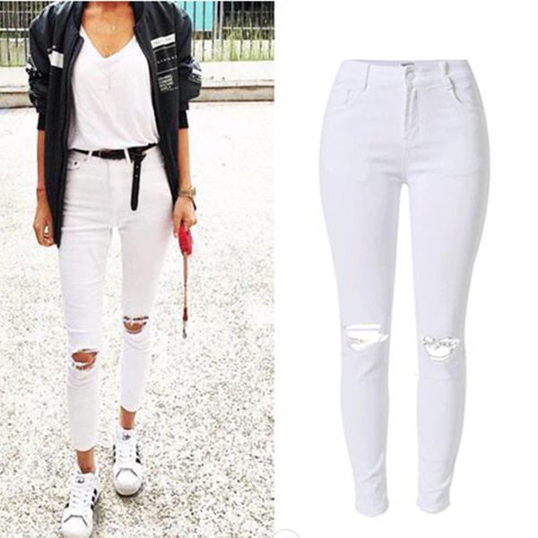 fashion women skinny white denim jeans pants hole streetwear slim cotton denim pencil pants high waist female jeans, Blue
fashion women skinny white denim jeans pants hole streetwear slim cotton denim pencil pants high waist female jeans, Blue