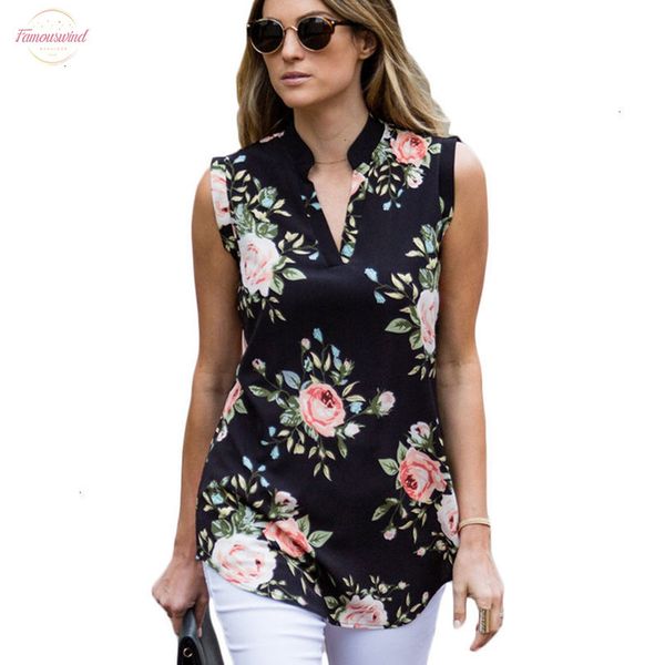 ladies designer blouse women fashion vintage floral print blouse shirt 2019 summer sleeveless chiffon women shirts loose chemise, White 
ladies designer blouse women fashion vintage floral print blouse shirt 2019 summer sleeveless chiffon women shirts loose chemise, White