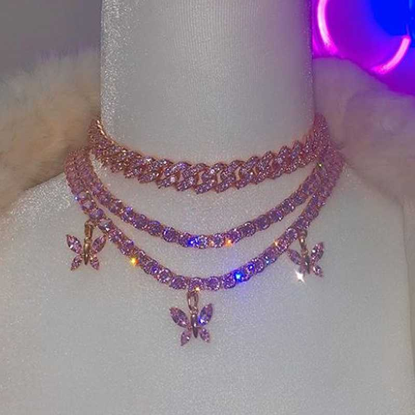 custom pink butterfly necklaces women hiphop bling bling iced out cz tennis chain chkoer luxury rose gold color fashion jewelry, Golden;silver
custom pink butterfly necklaces women hiphop bling bling iced out cz tennis chain chkoer luxury rose gold color fashion jewelry, Golden;silver