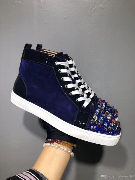 suede leather studs red bottom sneakers mens casual shoes women high r strass flats luxury fashion red sole walking, Black
suede leather studs red bottom sneakers mens casual shoes women high r strass flats luxury fashion red sole walking, Black