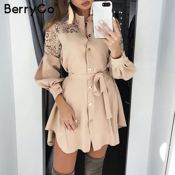 berrygo lace women shirt dresses pure mesh embroidery long sleeve button office ladies dresses solid sashes summer mini dress, Black;gray
berrygo lace women shirt dresses pure mesh embroidery long sleeve button office ladies dresses solid sashes summer mini dress, Black;gray