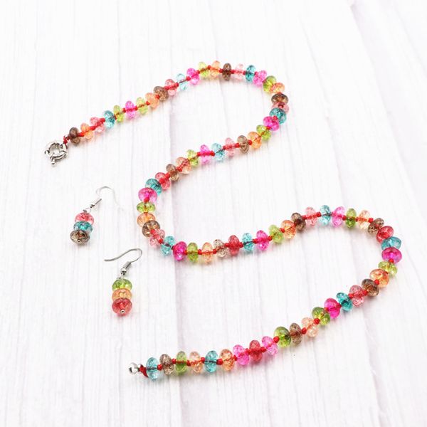 new multicolor crystal necklace earrings set tourmaline stone pendants necklace chain dangles fashion jewelry sets gift 18" a994, Silver
new multicolor crystal necklace earrings set tourmaline stone pendants necklace chain dangles fashion jewelry sets gift 18" a994, Silver