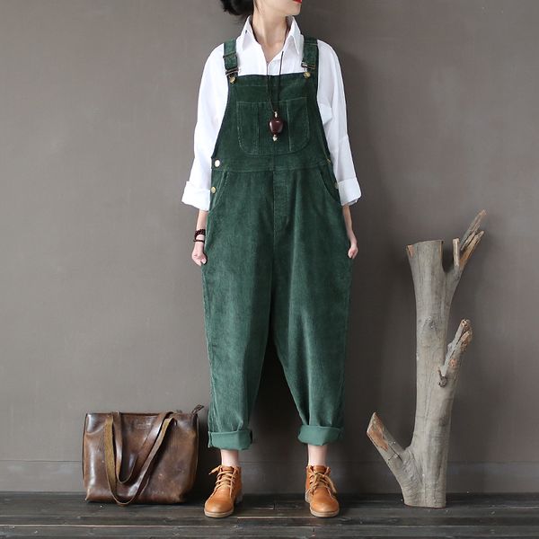 fairy natural 2020 spring winter original cotton corduroy jumpsuits women retro loose strap pocket casual jumpsuits thick warm, Black;white
fairy natural 2020 spring winter original cotton corduroy jumpsuits women retro loose strap pocket casual jumpsuits thick warm, Black;white