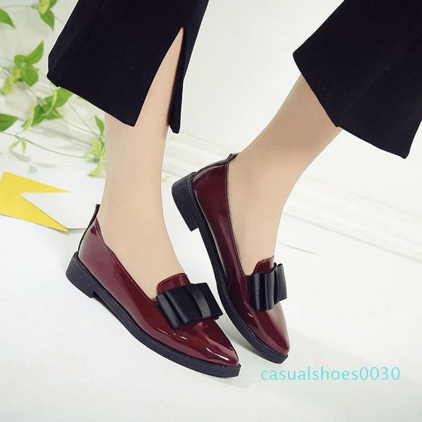 spring flats women shoes bowtie loafers patent leather elegant low heels slip on footwear female pointed toe thick heel c30, Black
spring flats women shoes bowtie loafers patent leather elegant low heels slip on footwear female pointed toe thick heel c30, Black