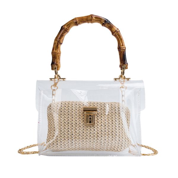 women's summer pvc handbag jelly bag+small straw beach bag chain crossbody shoulder bags ladies transparent beige clutch
women's summer pvc handbag jelly bag+small straw beach bag chain crossbody shoulder bags ladies transparent beige clutch