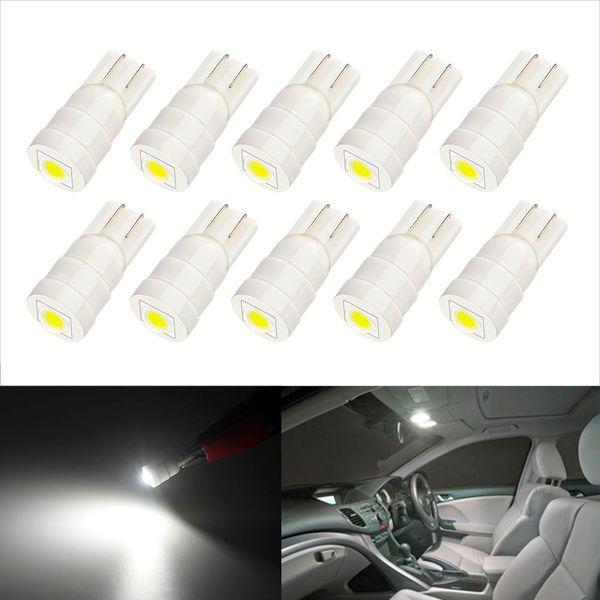 

10pcs t10 led w5w 168 194 led bulb ceramic car dome reading lamp license plate light clearance 6000k white 12v auto