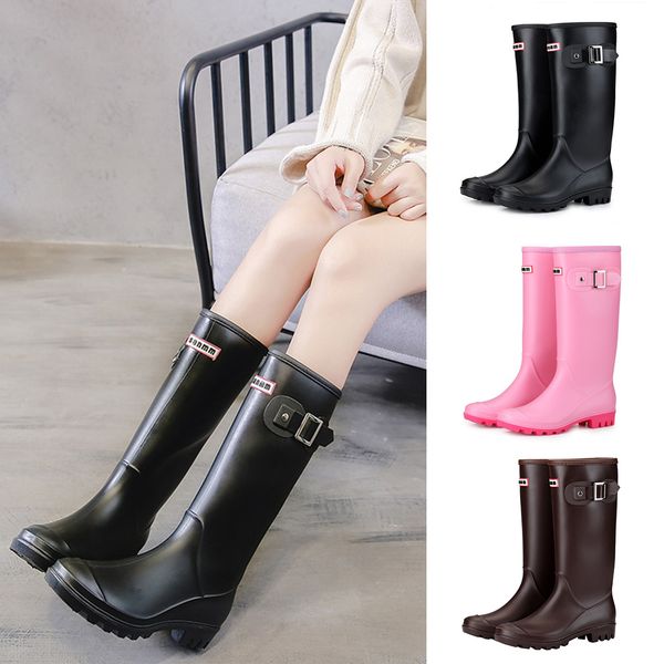 women warm lined rain boots winter block heel buckles anti-slip round toe pull-on insulated wellington high waterproof a302, Black
women warm lined rain boots winter block heel buckles anti-slip round toe pull-on insulated wellington high waterproof a302, Black