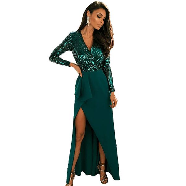 ins european and american-style ladies party evening gown years new v-neck long-sleeve slit sequined dress sale, White;black
ins european and american-style ladies party evening gown years new v-neck long-sleeve slit sequined dress sale, White;black