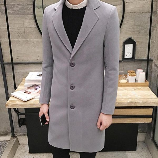 plus size men solid color long sleeve lapel collar buttons woolen trench coat men's solid color cardigan winter warm woolen coat, Black
plus size men solid color long sleeve lapel collar buttons woolen trench coat men's solid color cardigan winter warm woolen coat, Black
