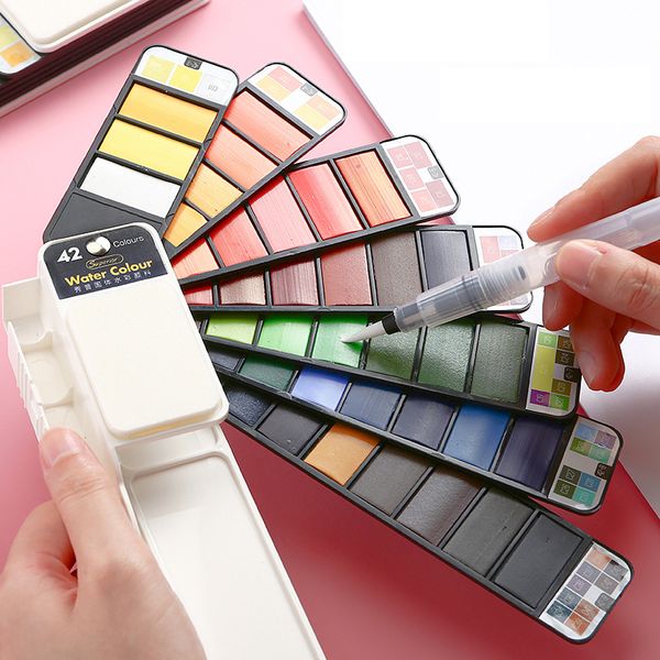 18/25/33/42colors solid watercolor paint set with water brush pen foldable travel watercolor pigment for draw art supplies
18/25/33/42colors solid watercolor paint set with water brush pen foldable travel watercolor pigment for draw art supplies