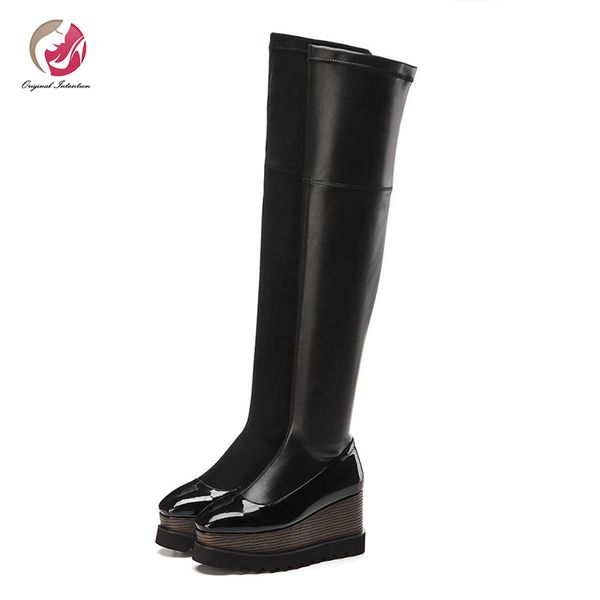 original intention stylish women over-the-knee high boots round toe wedges boots genuine leather black shoes woman high quality
original intention stylish women over-the-knee high boots round toe wedges boots genuine leather black shoes woman high quality