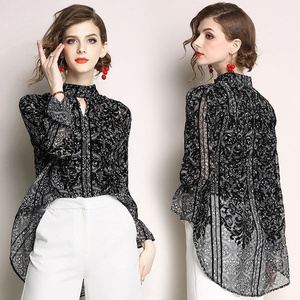 spring new 2019 women fashion floral print chiffon shirt blouses women stand collar thin blouse shirts black blusa, White
spring new 2019 women fashion floral print chiffon shirt blouses women stand collar thin blouse shirts black blusa, White