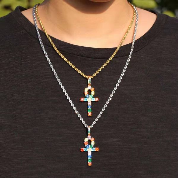 iced out ankh cross pendant necklaces for men luxury designer mens colorful bling diamond pendants key of life necklace jewelry love gift, Silver
iced out ankh cross pendant necklaces for men luxury designer mens colorful bling diamond pendants key of life necklace jewelry love gift, Silver