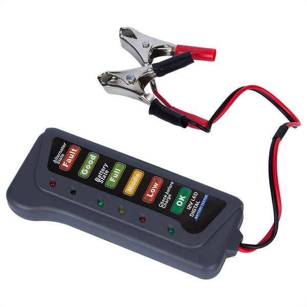 12v 6led display car battery and alternator tester for car motorcycle truck battery tester with two clips
12v 6led display car battery and alternator tester for car motorcycle truck battery tester with two clips