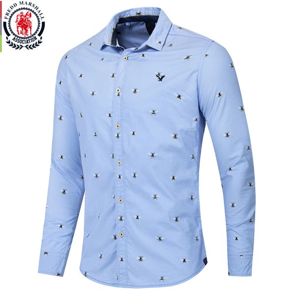 fredd marshall 2019 new fashion men bee printed shirt 100% cotton casual social dress shirt long sleeve camisa masculina 223, White;black
fredd marshall 2019 new fashion men bee printed shirt 100% cotton casual social dress shirt long sleeve camisa masculina 223, White;black