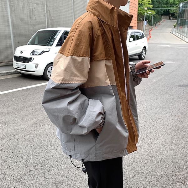 men's jacket new slim three-color patchwork long-sleeved sport jacket loose casual lapel personality youth men's wear, Black;brown
men's jacket new slim three-color patchwork long-sleeved sport jacket loose casual lapel personality youth men's wear, Black;brown