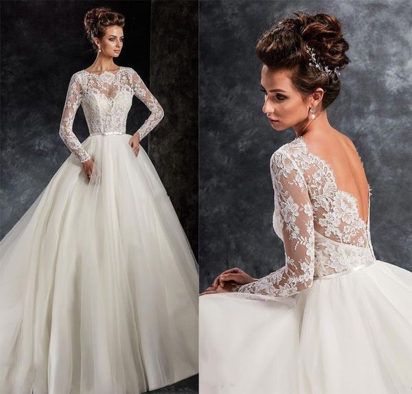 long sleeves open v back wedding dresses 2018 new ira koval bridal illusion jewel sweetheart neckline heavily embellished lace bodice 115, White
long sleeves open v back wedding dresses 2018 new ira koval bridal illusion jewel sweetheart neckline heavily embellished lace bodice 115, White