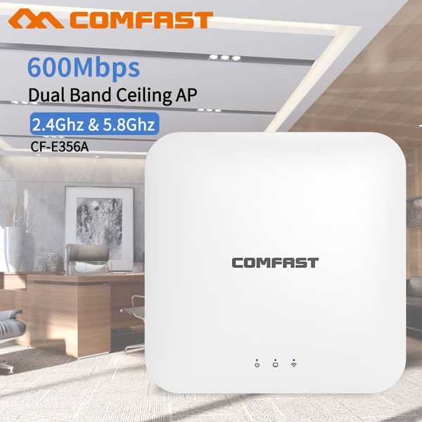 comfast wireless ap cf-e356ac 600mbps ceiling ap 802.11ac 5.8g+2.4g indoor 48v poe power 16 flash wifi access point amplifer