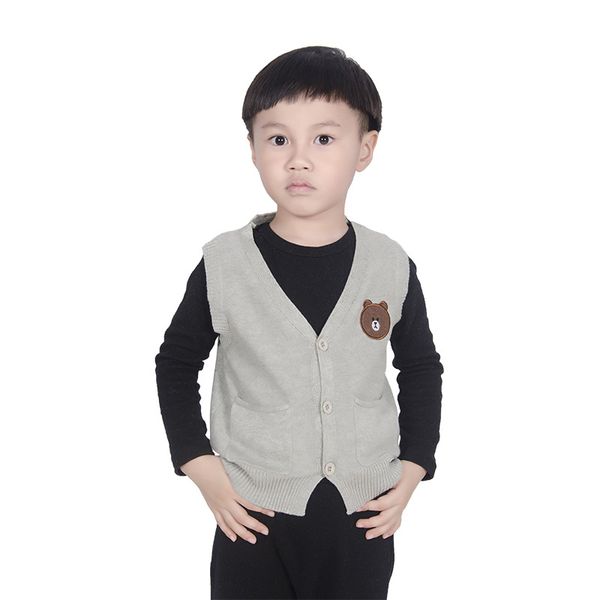 19 spring and summer new style men and women kids' waistcoat korean-style line brown bear cotton knitted yarn vest waistcoat sma, White
19 spring and summer new style men and women kids' waistcoat korean-style line brown bear cotton knitted yarn vest waistcoat sma, White