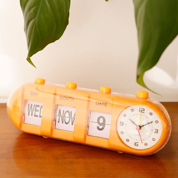 creative digital auto flip down clock desk stand page quartz clock