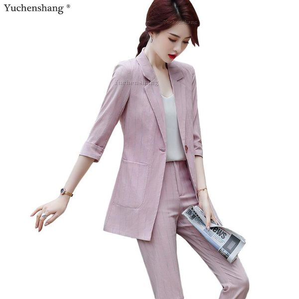 women girl casual pant suit two piece set for summer spring green pink blue black white striped blazer with ankle-length pant, White;black
women girl casual pant suit two piece set for summer spring green pink blue black white striped blazer with ankle-length pant, White;black