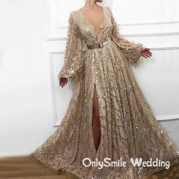 luxury arabic evening dresses 2019 gold see thought long sleeve beading sequined evening gowns v-neck dubai design, White;black
luxury arabic evening dresses 2019 gold see thought long sleeve beading sequined evening gowns v-neck dubai design, White;black