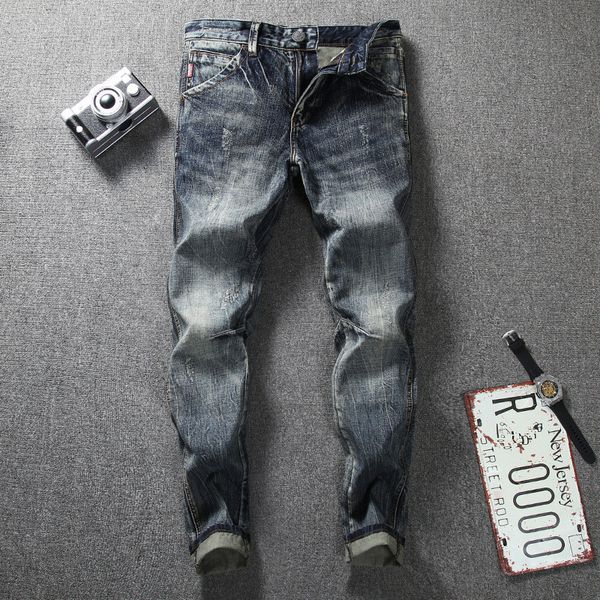 2019 new trend men's jeans japanese retro old dark micro-slim straight trousers more size 28-34 36 38, Blue
2019 new trend men's jeans japanese retro old dark micro-slim straight trousers more size 28-34 36 38, Blue