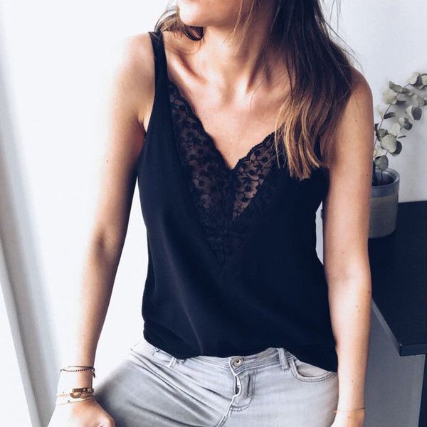 female summer lace thin camis deep v neck camis tank clothes sleeveless casual vest see-through strap, White
female summer lace thin camis deep v neck camis tank clothes sleeveless casual vest see-through strap, White