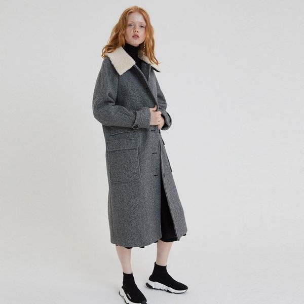 winter fashion women's wool coat faux fur lapel detachable plaid woolen slim overcoat female vintage warm outerwear l 1760, Black
winter fashion women's wool coat faux fur lapel detachable plaid woolen slim overcoat female vintage warm outerwear l 1760, Black