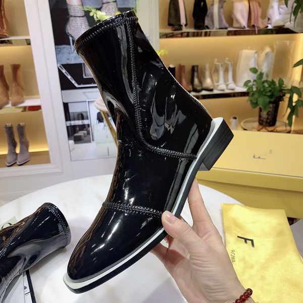 the new 2019 fashion designer winter ladies shoes patent leather ankle boots martin boots leather bottom combat boots of size 35-40, Black
the new 2019 fashion designer winter ladies shoes patent leather ankle boots martin boots leather bottom combat boots of size 35-40, Black