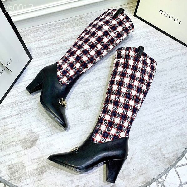 2019 autumn and winter europe and america genuine knee-high boots fashion boots high-heeled square head color matching leather knight boots, Black
2019 autumn and winter europe and america genuine knee-high boots fashion boots high-heeled square head color matching leather knight boots, Black
