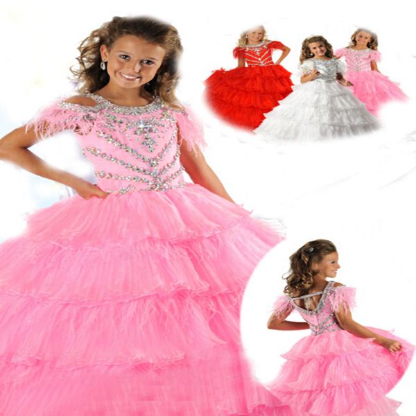 pink hand made beaded fashion the shoulder strap decorated with feathers ball gown crystal pendant birthday party girls pageant dresses, White;red
pink hand made beaded fashion the shoulder strap decorated with feathers ball gown crystal pendant birthday party girls pageant dresses, White;red