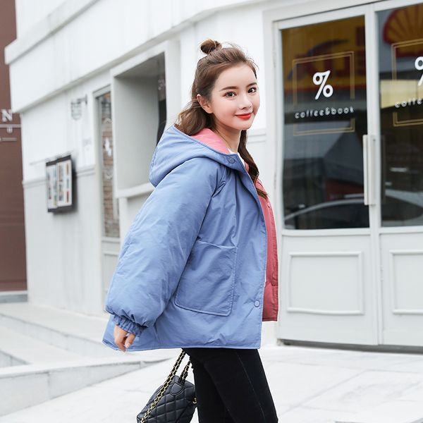 2020 winter loose jacket hooded cotton padded both sides can be wear korean style parkas thick solid outwear invierno mujer, Black
2020 winter loose jacket hooded cotton padded both sides can be wear korean style parkas thick solid outwear invierno mujer, Black