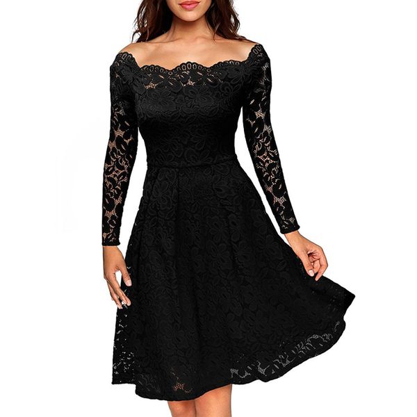 слэш шеи кружевном платье женщины fit и flare летние платья длиной до колен vestidos, Black;gray
слэш шеи кружевном платье женщины fit и flare летние платья длиной до колен vestidos, Black;gray
