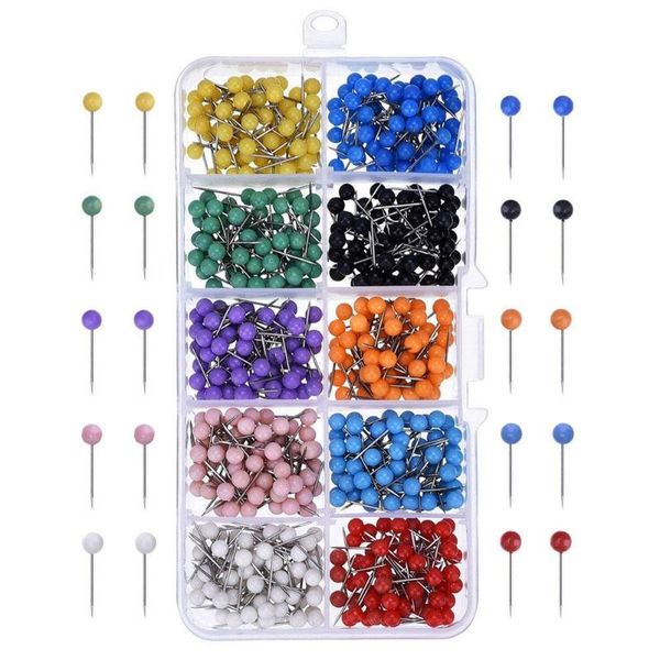 500pcs 10 colors map tacks push pin plastic head steel needle 4mm cork board safety colored thumbtack with box sewing tools, Black 
500pcs 10 colors map tacks push pin plastic head steel needle 4mm cork board safety colored thumbtack with box sewing tools, Black