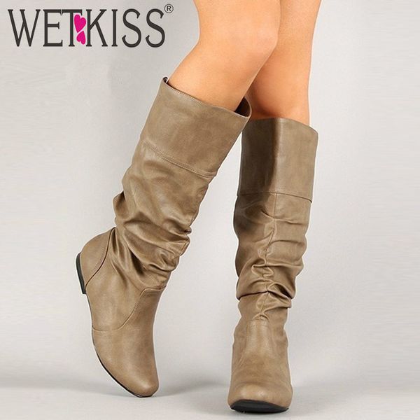 wetkiss plus size 34-48 mid-calf boots insert heels women pleated boots female round toe shoes flat shoes autumn winter 2020 t200104, Black
wetkiss plus size 34-48 mid-calf boots insert heels women pleated boots female round toe shoes flat shoes autumn winter 2020 t200104, Black
