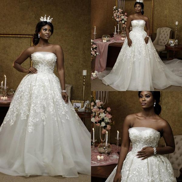 vestidos de novia lace african wedding dresses a line strapless plus size vintage bridal gowns church chic wedding gowns dubai, White
vestidos de novia lace african wedding dresses a line strapless plus size vintage bridal gowns church chic wedding gowns dubai, White
