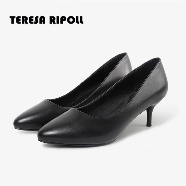 teresa ripoll women dress shoes 2019 new genuine leather lady offical & career high heel shoes tip head soft selectable 3 5 7cm, Black
teresa ripoll women dress shoes 2019 new genuine leather lady offical & career high heel shoes tip head soft selectable 3 5 7cm, Black
